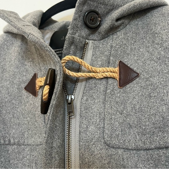 J. Crew Gray Hooded Melton Italian Wool Toggle & Zip Duffle Coat Size 2 - Picture 10 of 10
